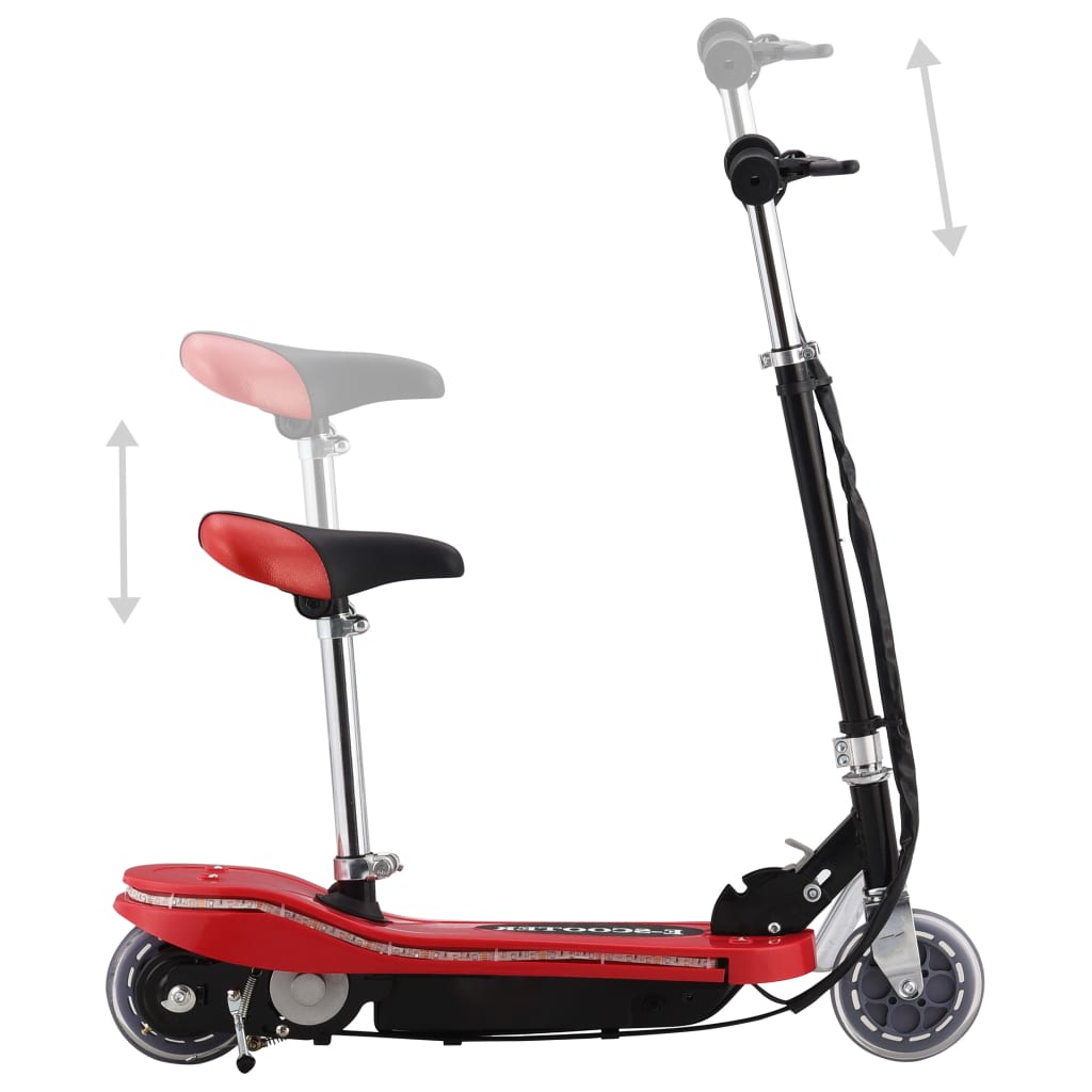 Sparkcykel med sits och LEDs för barn 120 W röd