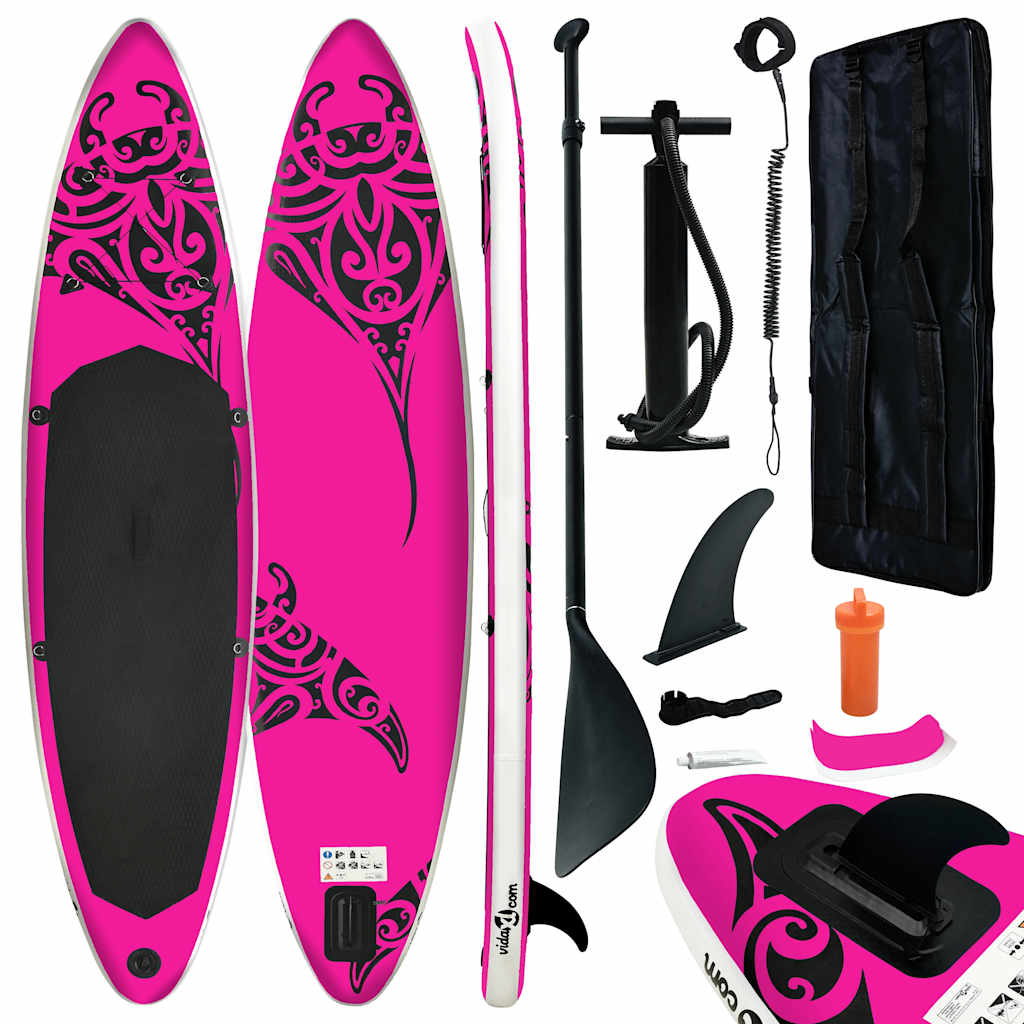 SUP-bräda uppblåsbar 366x76x15 cm rosa