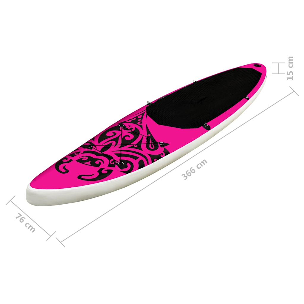 SUP-bräda uppblåsbar 366x76x15 cm rosa