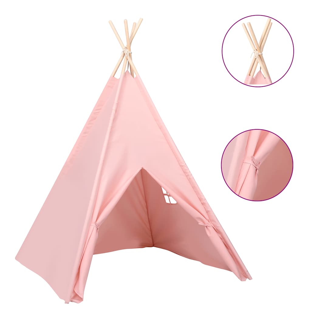 Tipitält för barn med väska peachskin rosa 120x120x150 cm