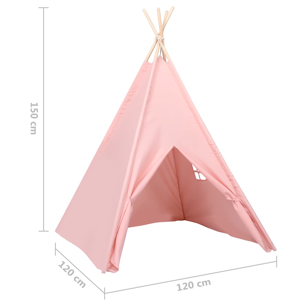 Tipitält för barn med väska peachskin rosa 120x120x150 cm