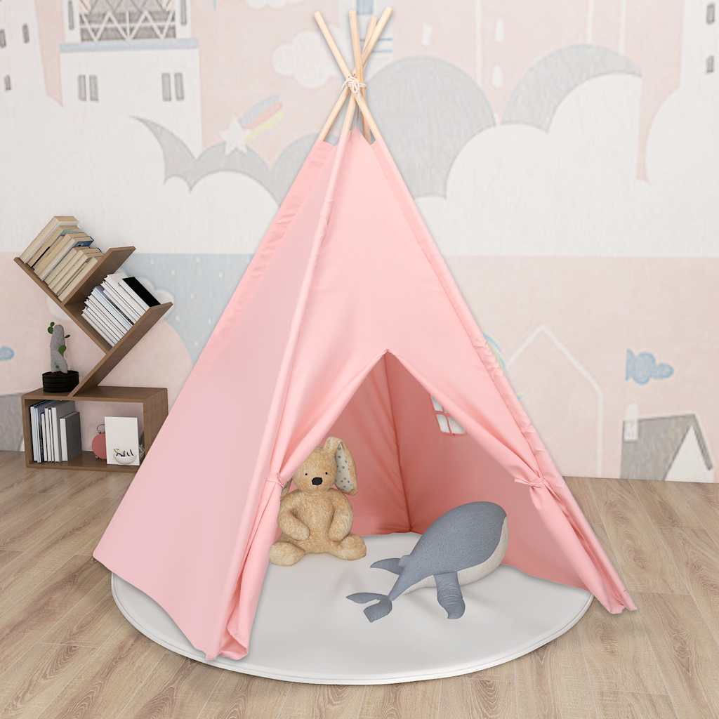 Tipitält för barn med väska peachskin rosa 120x120x150 cm