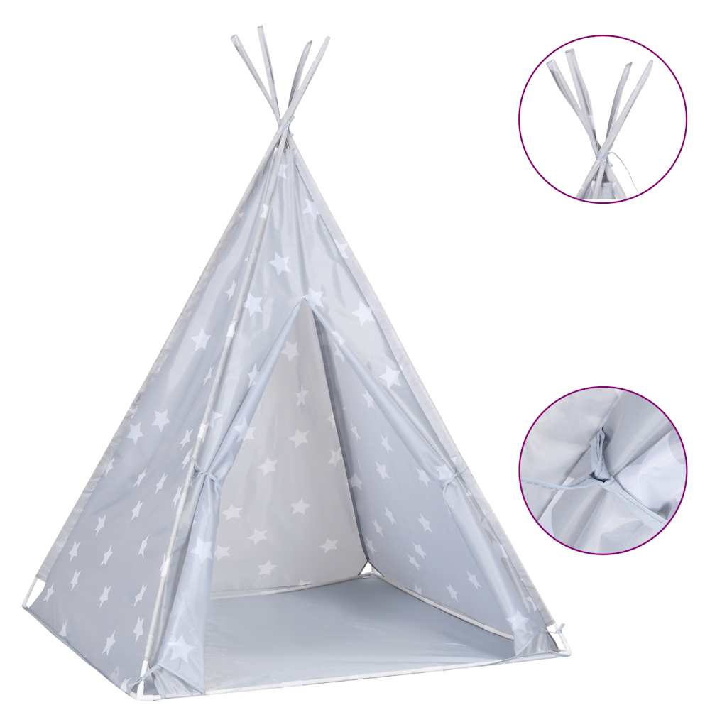 Tipitält för barn polyester med väska grå 115x115x160 cm