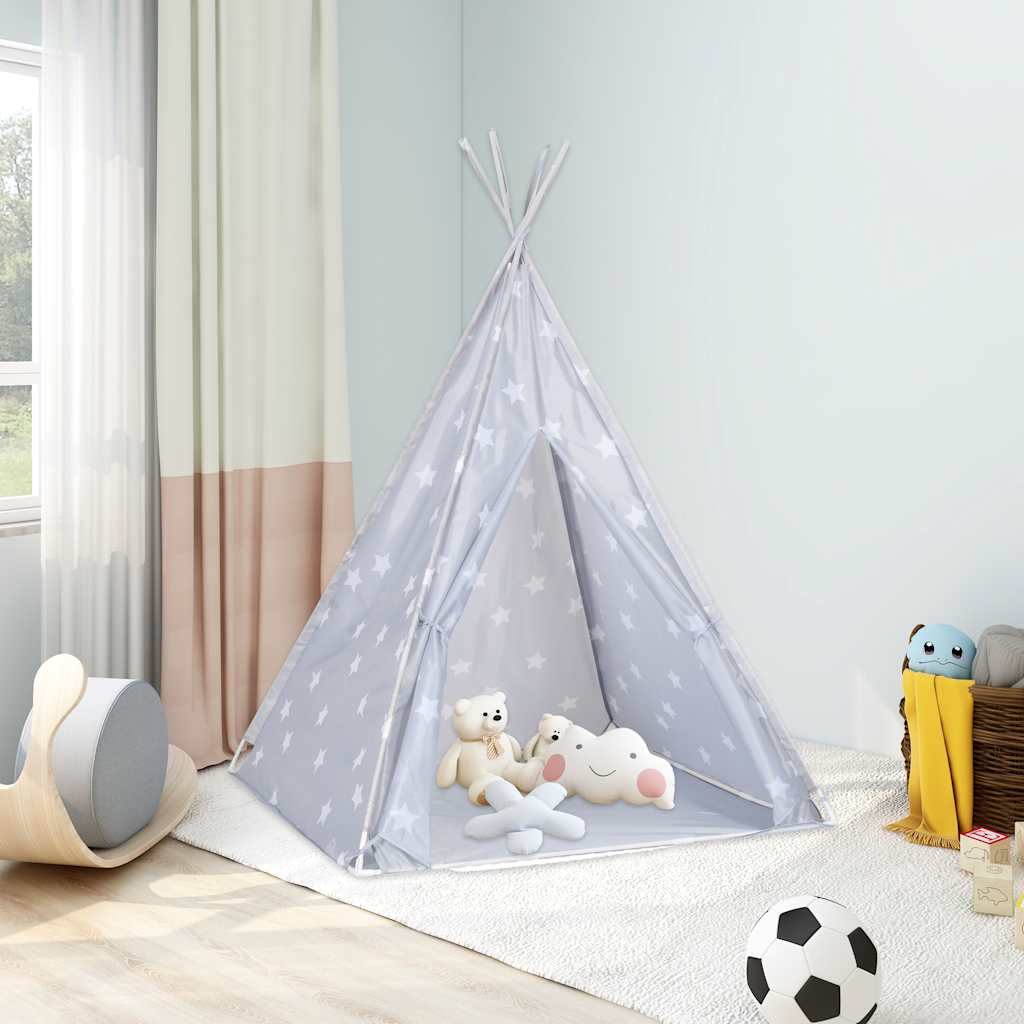 Tipitält för barn polyester med väska grå 115x115x160 cm