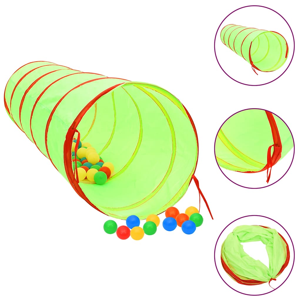 Lektunnel med 250 bollar grön 175 cm polyester