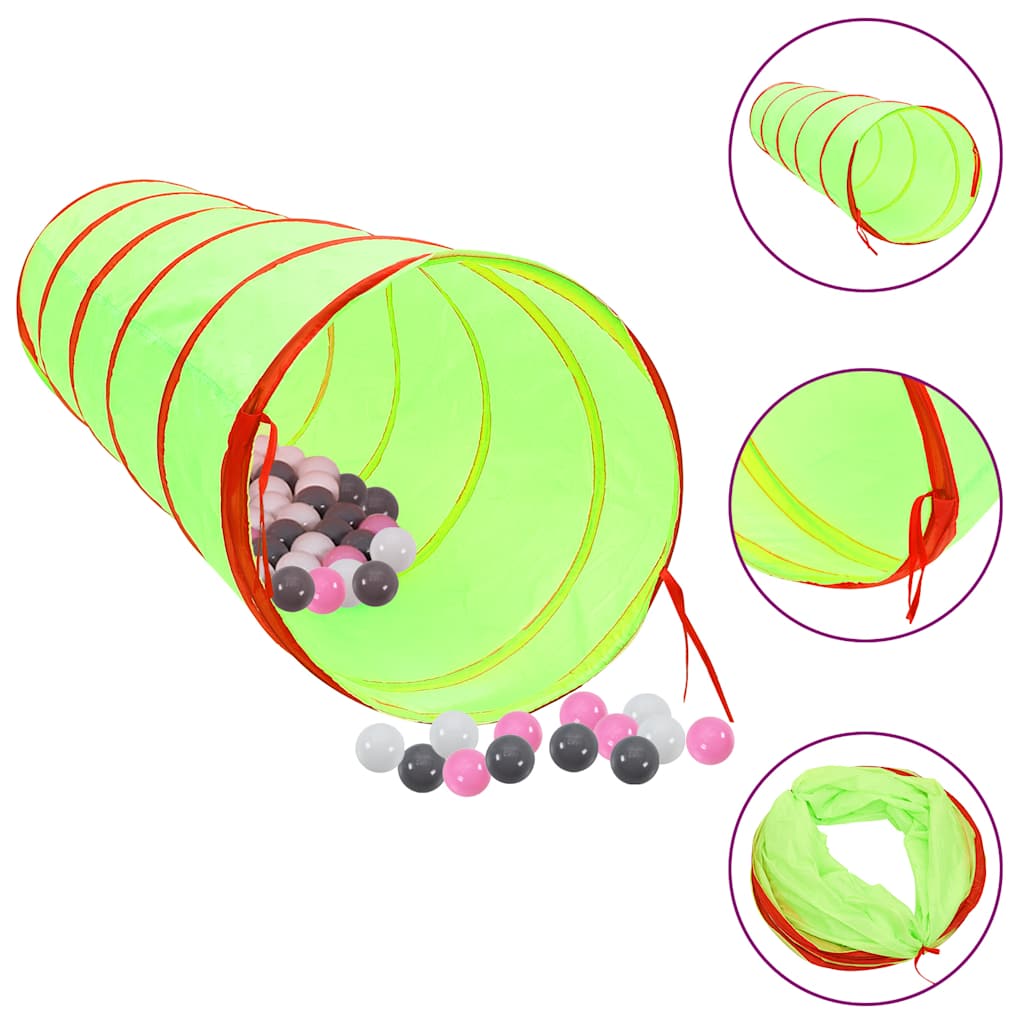 Lektunnel med 250 bollar grön 175 cm polyester
