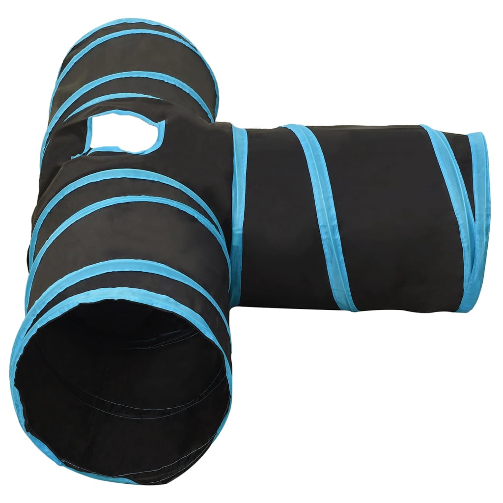 3-vägs kattunnel svart och blå 90 cm polyester