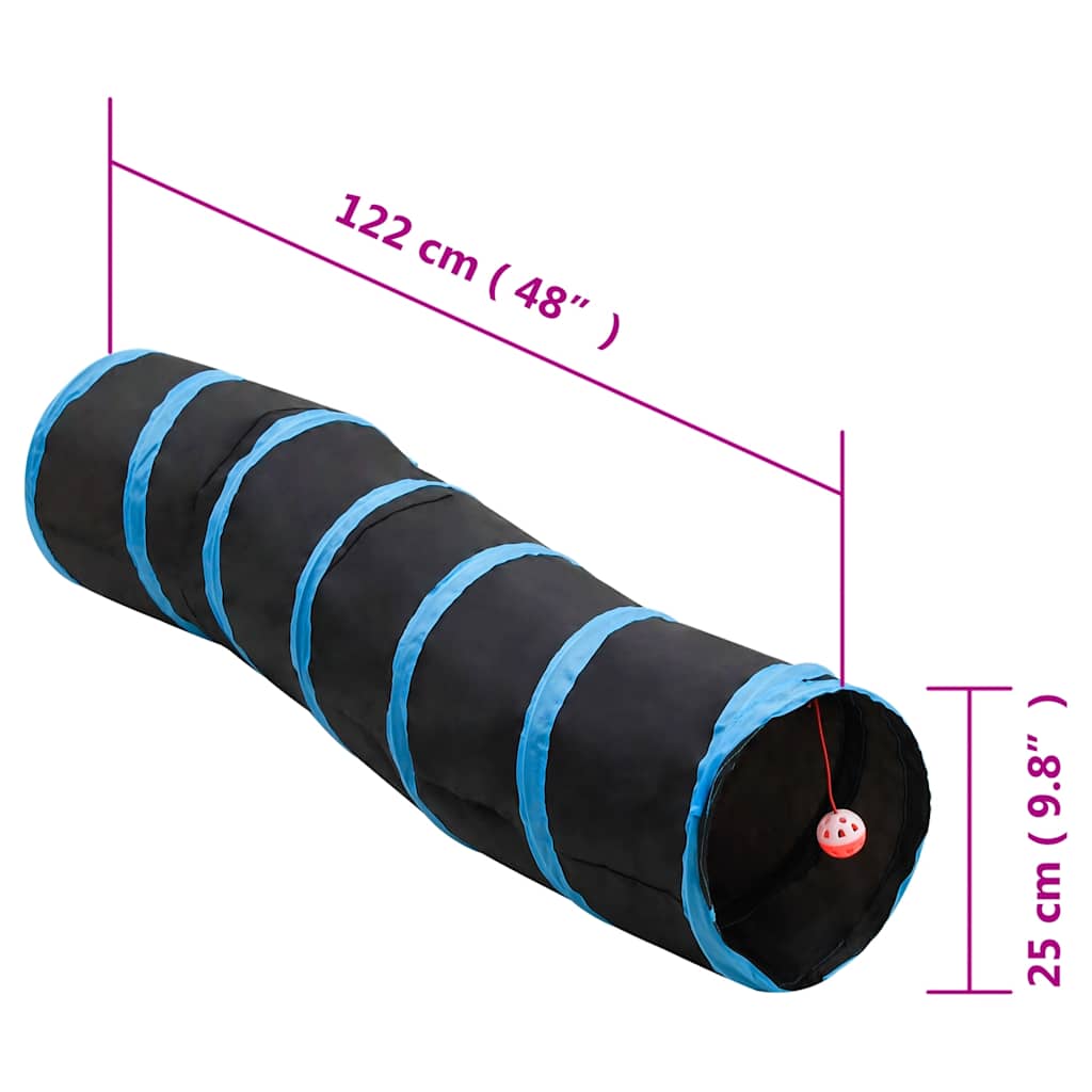 S-formad kattunnel svart och blå 122 cm polyester