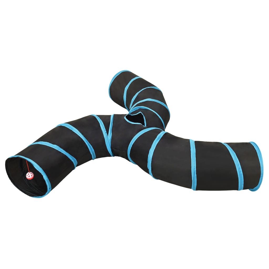 3-vägs kattunnel svart och blå 25 cm polyester