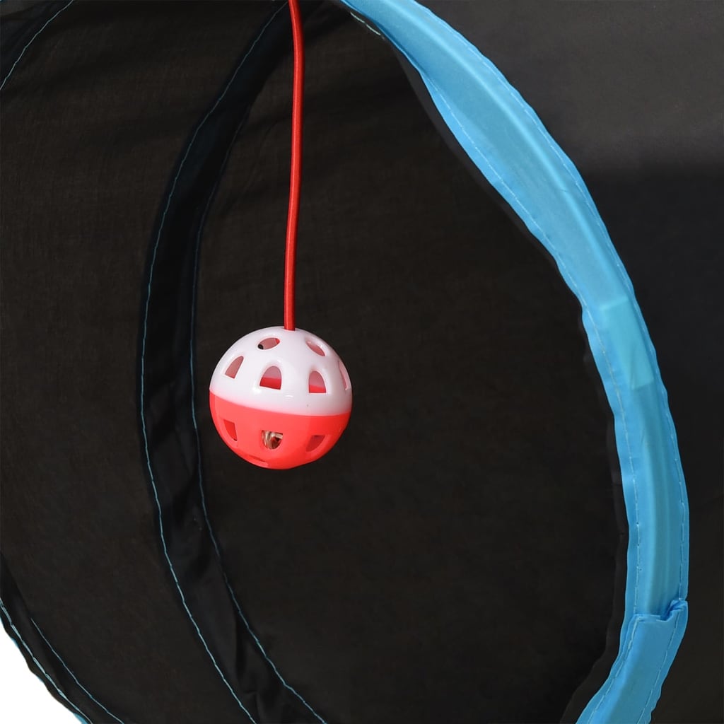 3-vägs kattunnel svart och blå 25 cm polyester