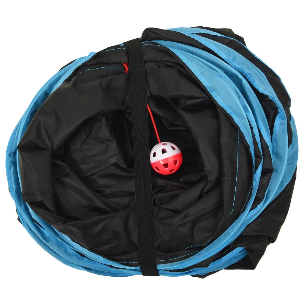 4-vägs kattunnel svart och blå 25 cm polyester