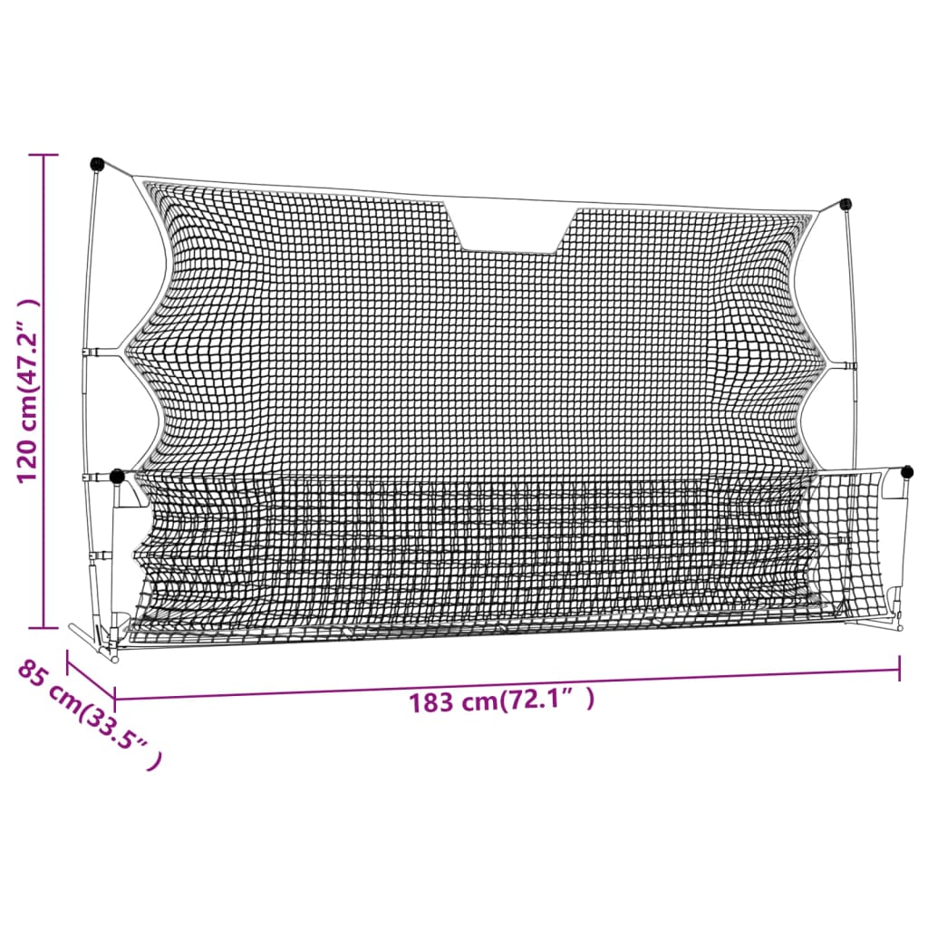 Fotbollsnät med rebounder svart och gul 183x85x120 cm polyester
