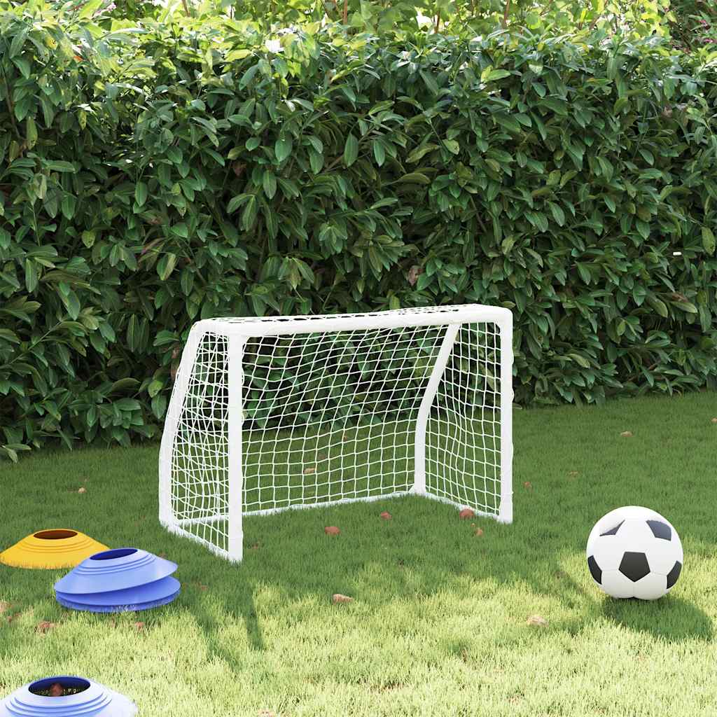 Barnfotbollsmål 2 st med boll vit 64x35x48 cm metall
