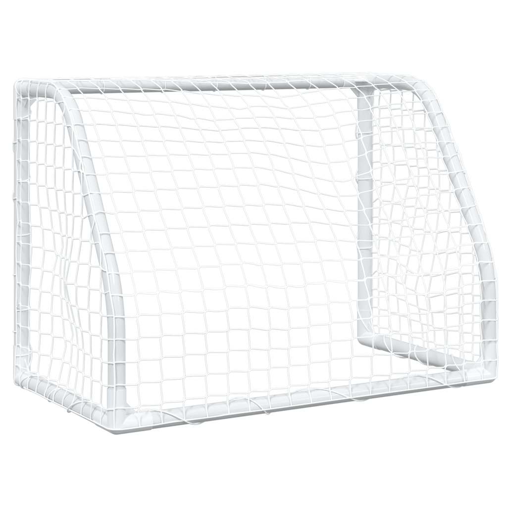 Barnfotbollsmål 2 st med boll vit 64x35x48 cm metall