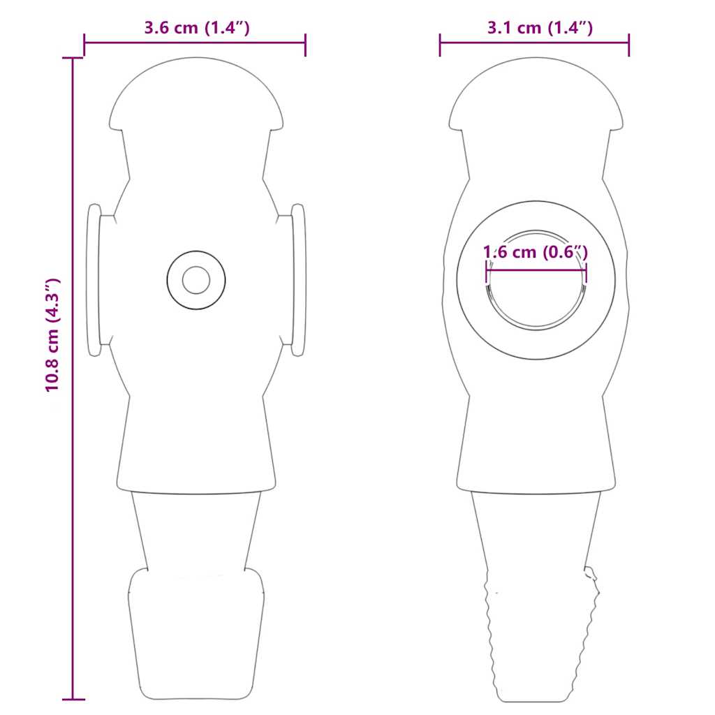 Fotbollstabellspelare 24 pcs Svart och Vitt 3,6 x 3,1 x 10,8 cm