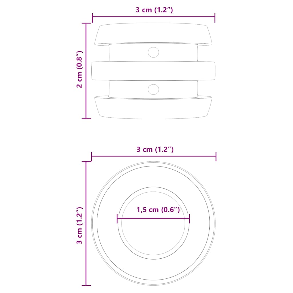 Foosball Bord Bumpers 16 pcs Svart 3 x 3 x 2 cm TPE