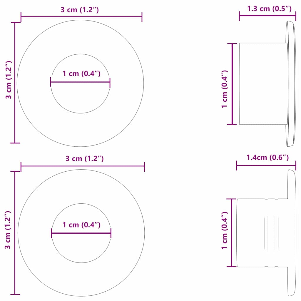 Foosball Bord Stoppare 10 pcs Svart 3 x 3 x 1,4 cm HIPS