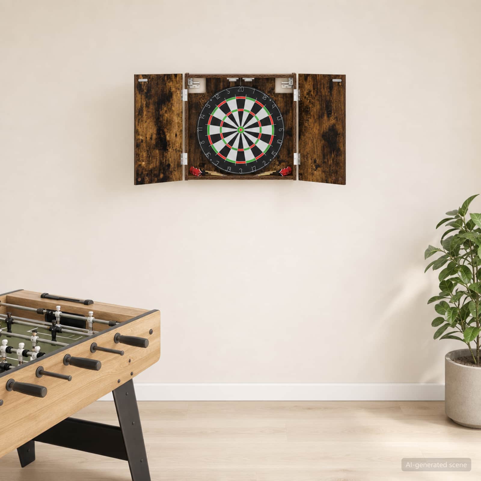 Darttavla Skåp Rökt ek 56 x 12 x 53,5 cm Konstruerat trä