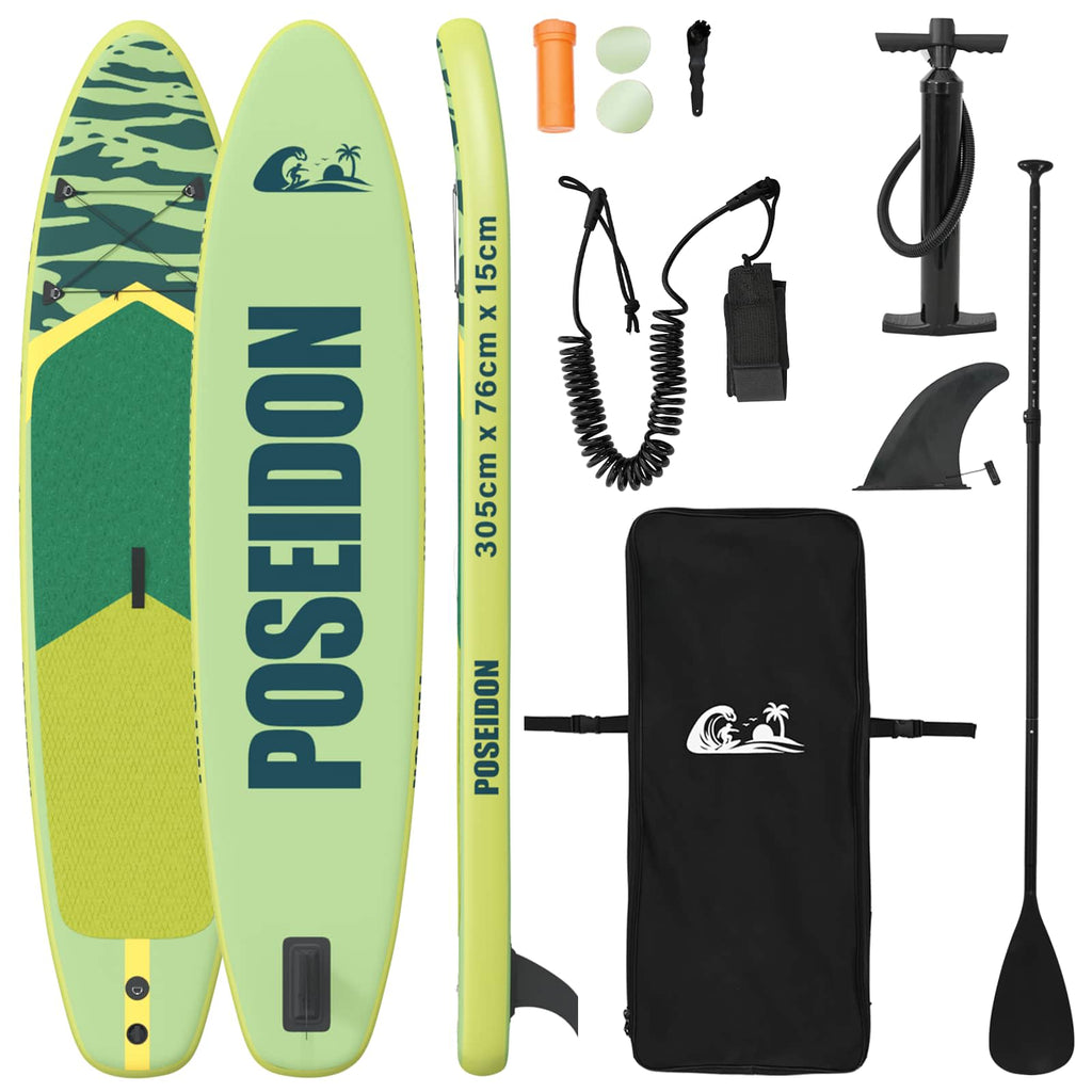 Uppblåsbar Stand Up Paddle Board POSEIDON 305 x 76 x 15 cm Grön