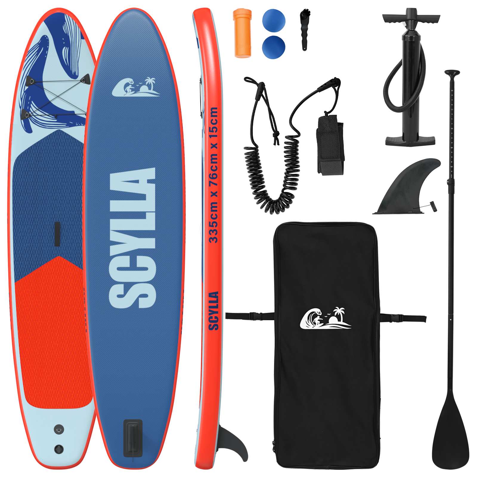 Uppblåsbar Stand Up Paddle Board SCYLLA 335 x 76 x 15 cm Blå