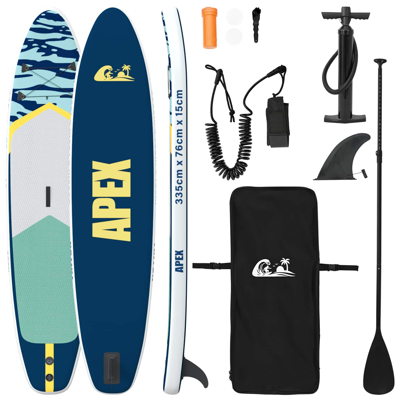 Uppblåsbar Stand Up Paddle Board APEX 335 x 76 x 15 cm Blå för