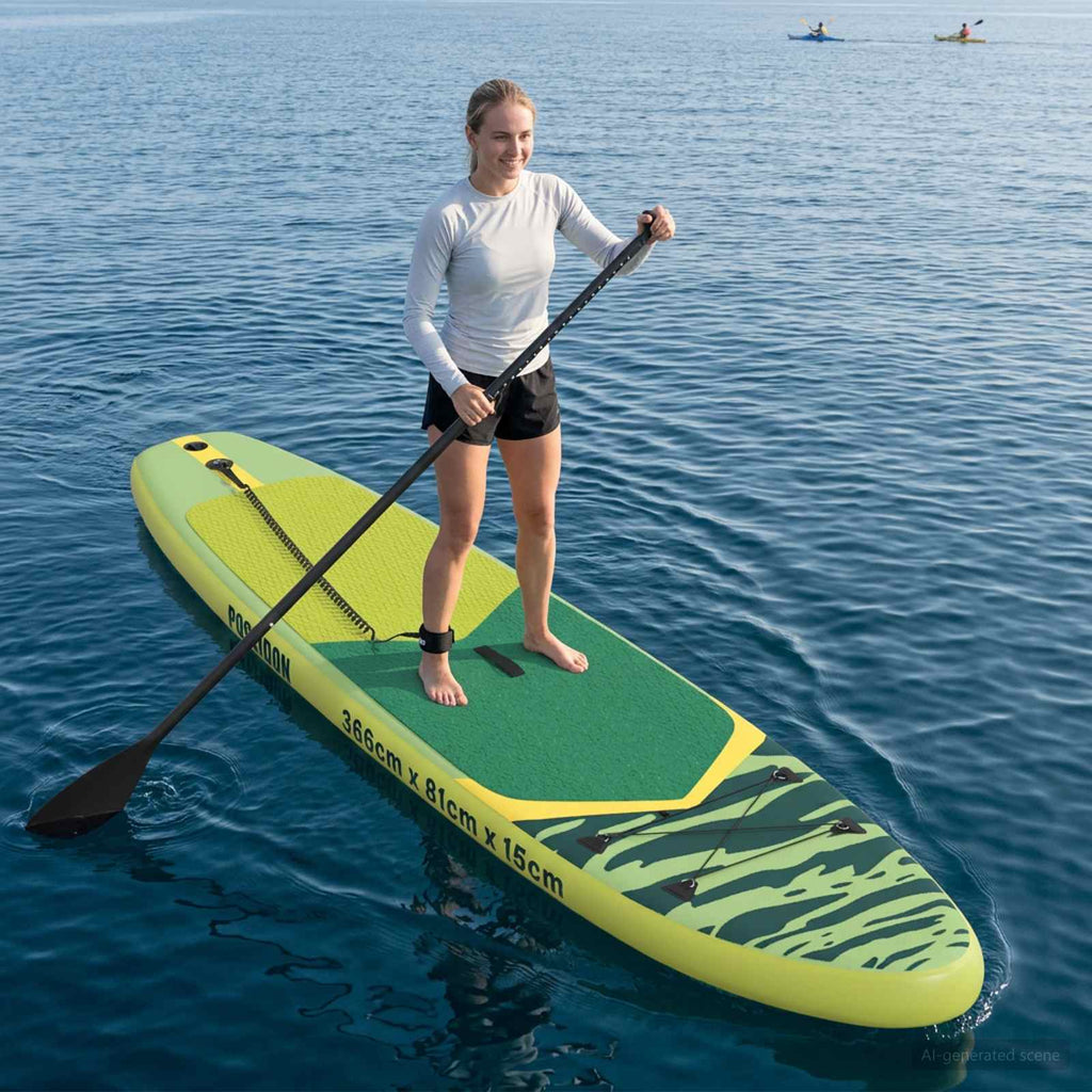 Uppblåsbar Stand Up Paddle Board POSEIDON 366 x 81 x 15 cm Grön