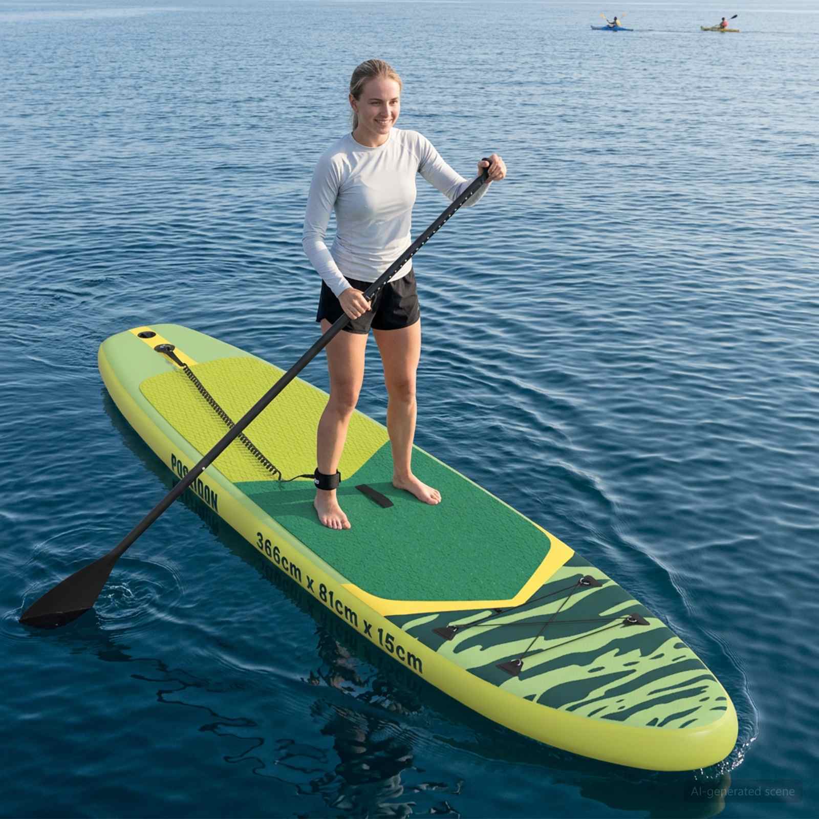 Uppblåsbar Stand Up Paddle Board POSEIDON 366 x 81 x 15 cm Grön