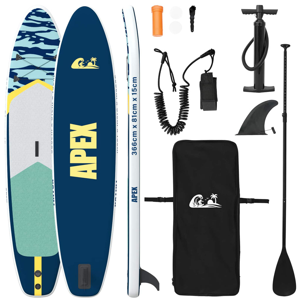 Uppblåsbar Stand Up Paddle Board APEX 366 x 81 x 15 cm Blå för