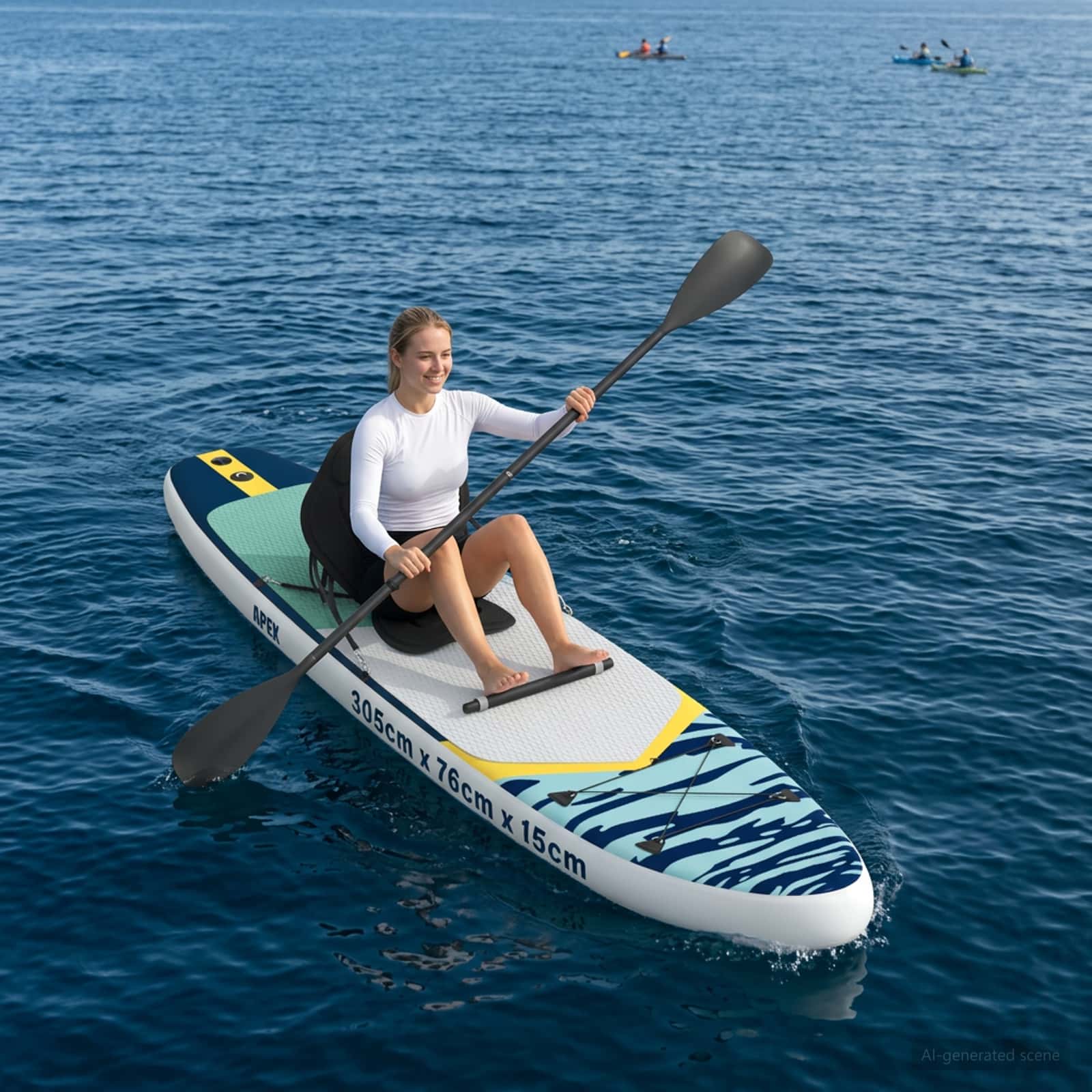 SUP-bräda med sits 2-i-1 APEX 305 x 76 x 15 cm Blå för