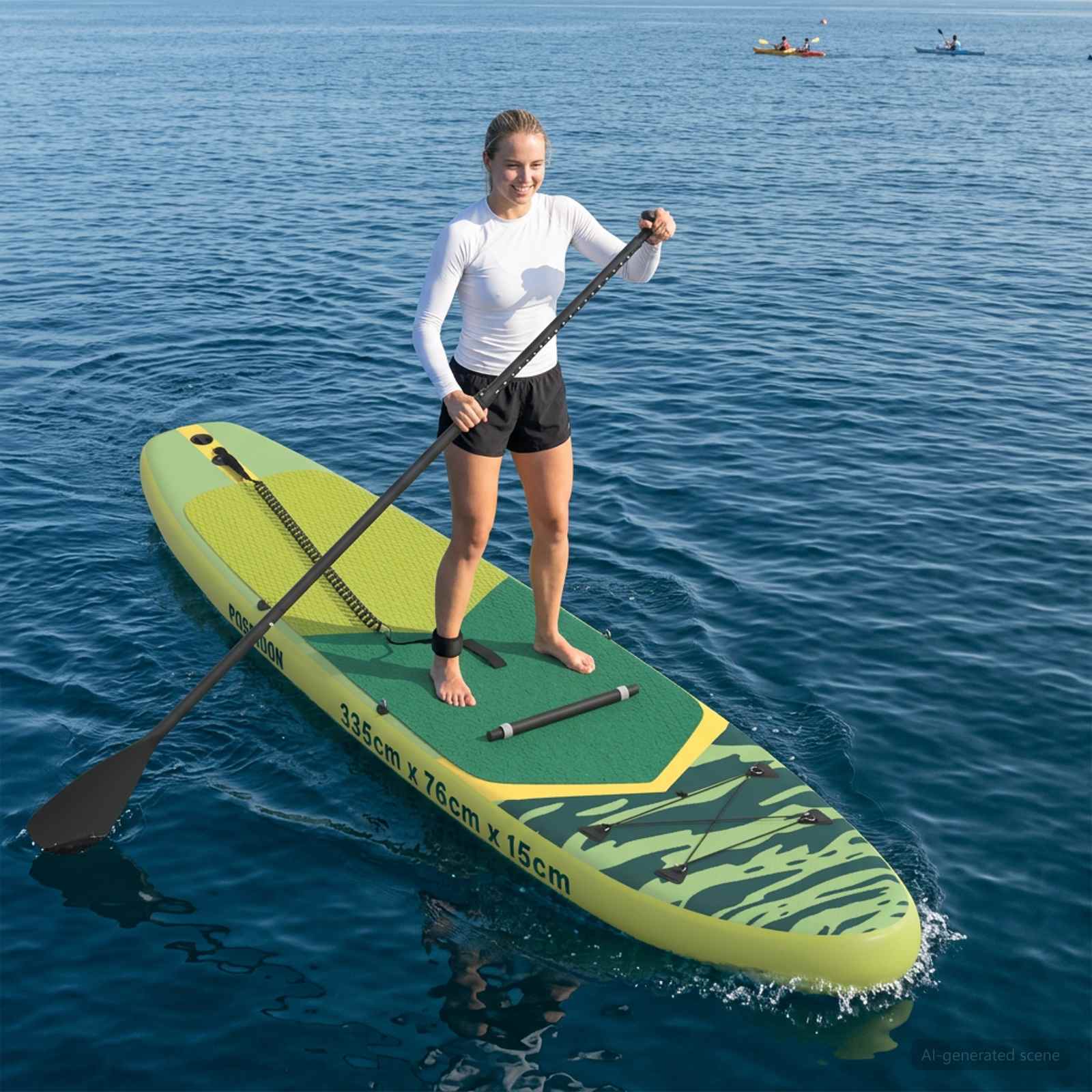 SUP-bräda med sits 2-i-1 POSEIDON 335 x 76 x 15 cm Grön för