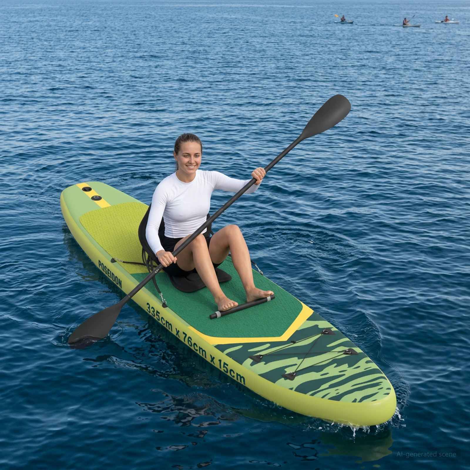 SUP-bräda med sits 2-i-1 POSEIDON 335 x 76 x 15 cm Grön för