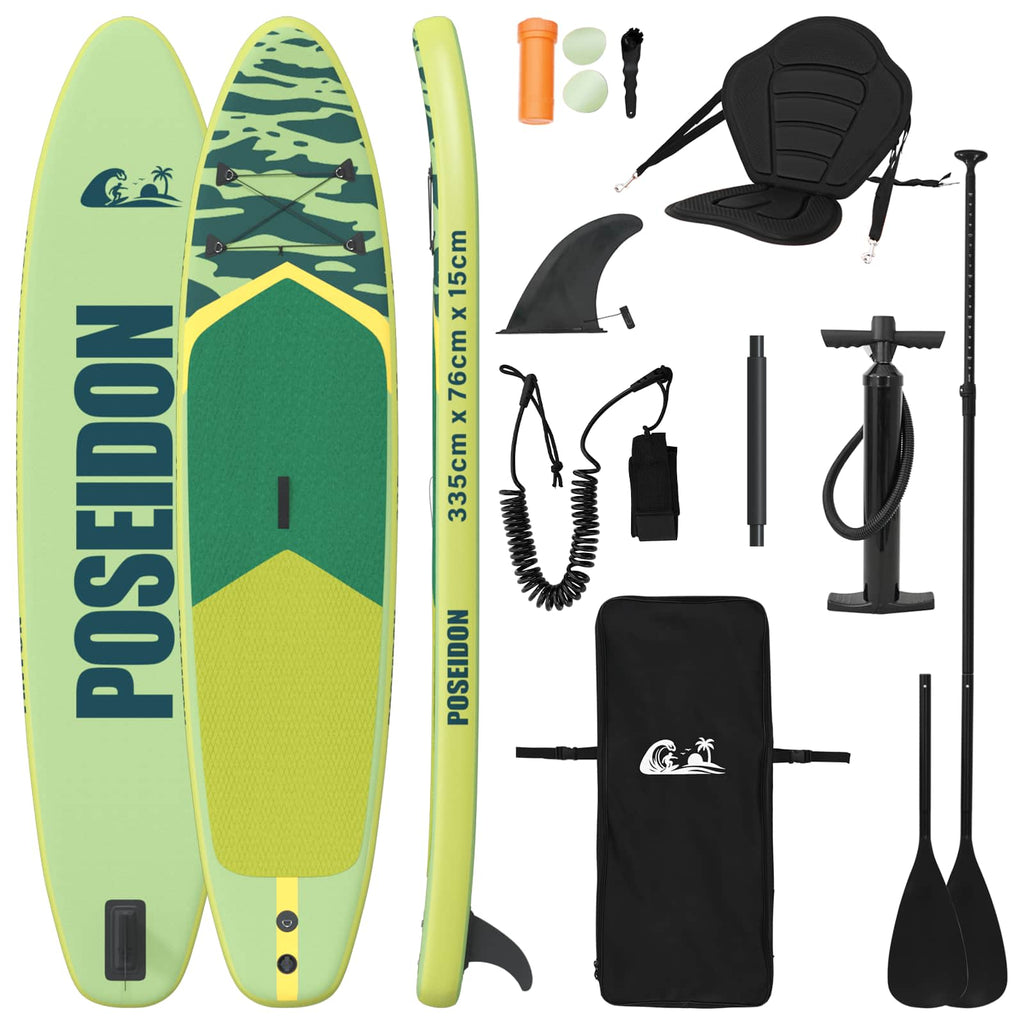 SUP-bräda med sits 2-i-1 POSEIDON 335 x 76 x 15 cm Grön för