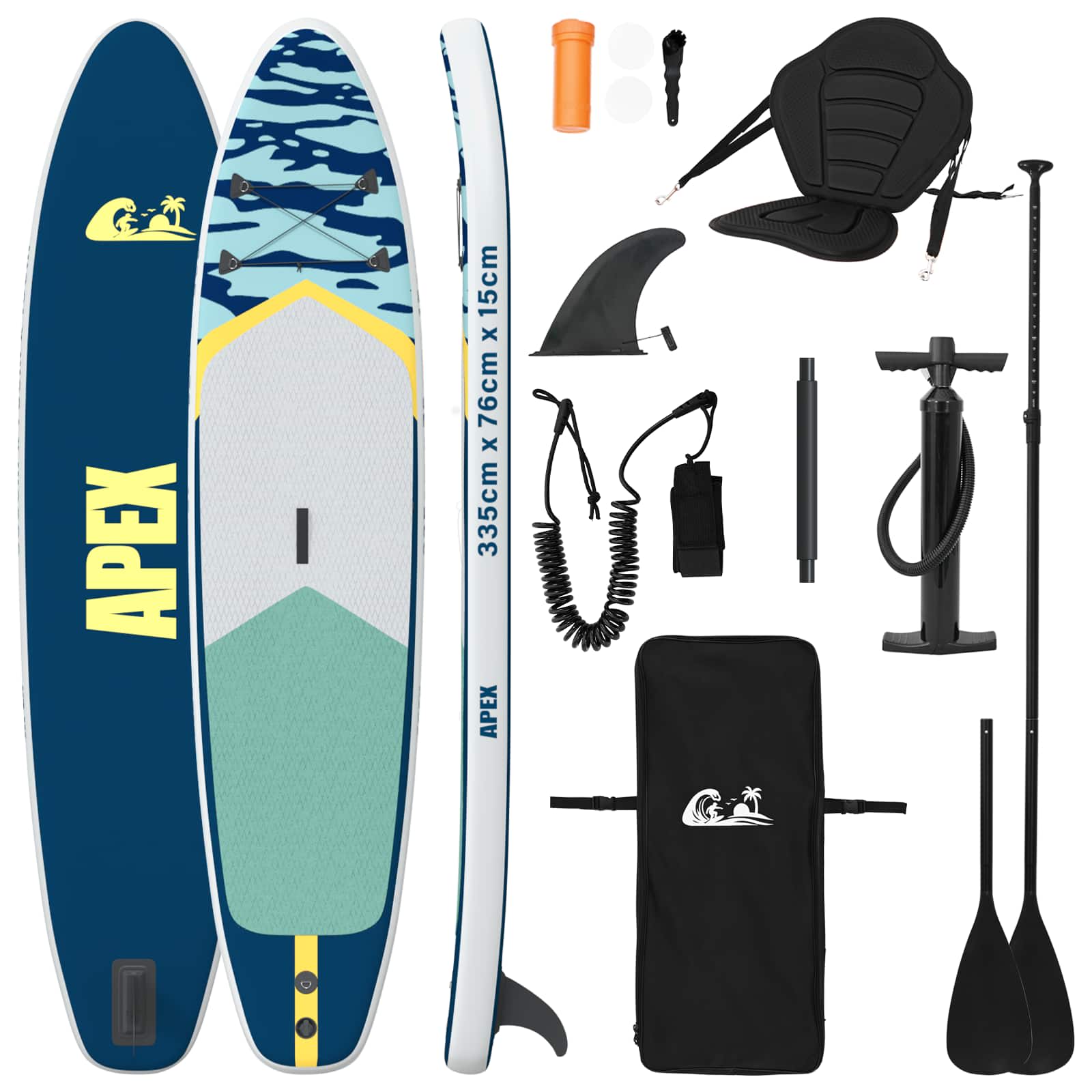 SUP-bräda med sits 2-i-1 APEX 335 x 76 x 15 cm Blå för