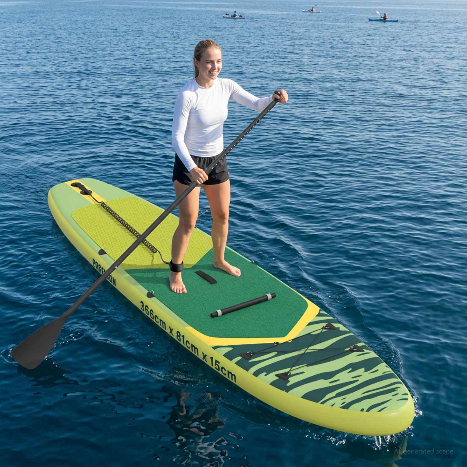 SUP-bräda med sits 2-i-1 POSEIDON 366 x 81 x 15 cm Grön för