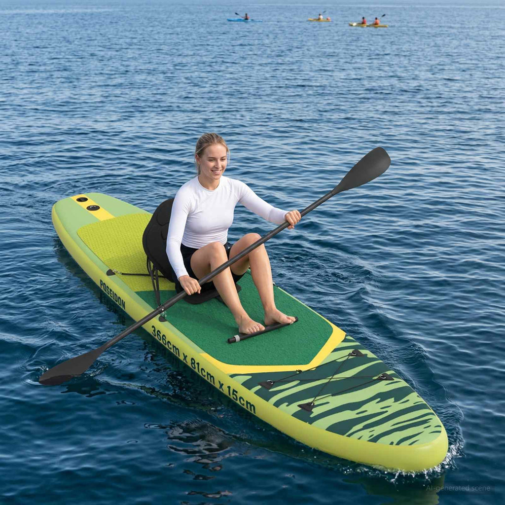 SUP-bräda med sits 2-i-1 POSEIDON 366 x 81 x 15 cm Grön för
