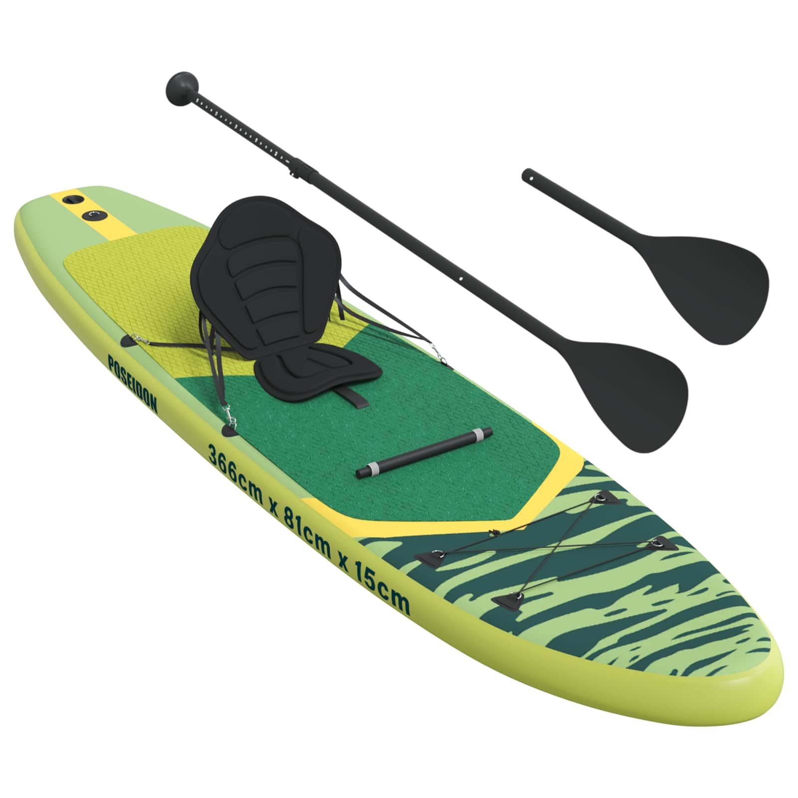 SUP-bräda med sits 2-i-1 POSEIDON 366 x 81 x 15 cm Grön för