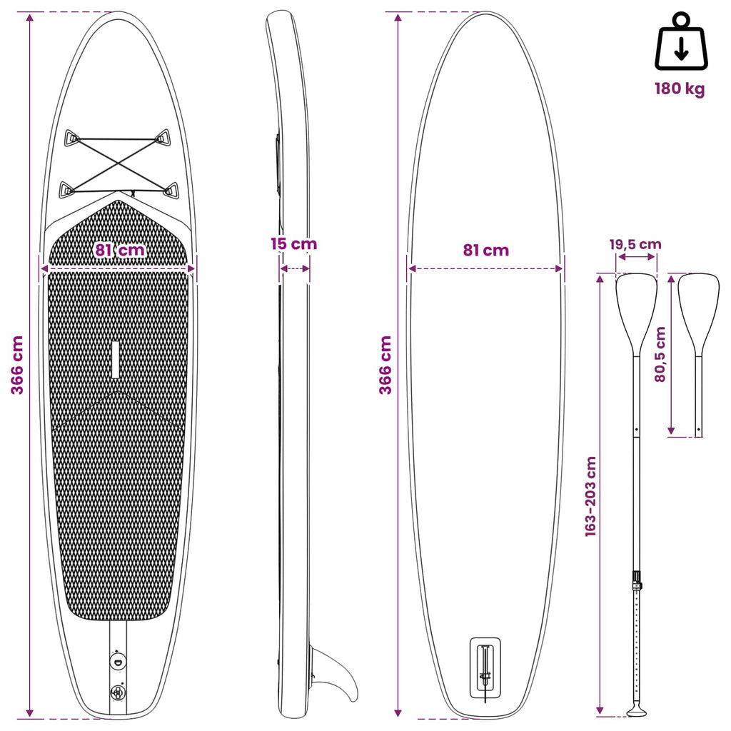 SUP-bräda med sits 2-i-1 POSEIDON 366 x 81 x 15 cm Grön för