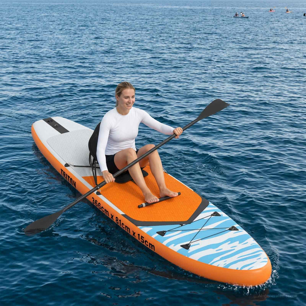 SUP-bräda med sits 2-i-1 TRITON 366 x 81 x 15 cm Blå för