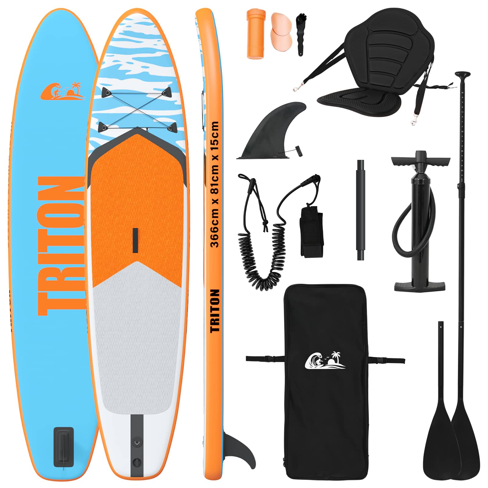 SUP-bräda med sits 2-i-1 TRITON 366 x 81 x 15 cm Blå för
