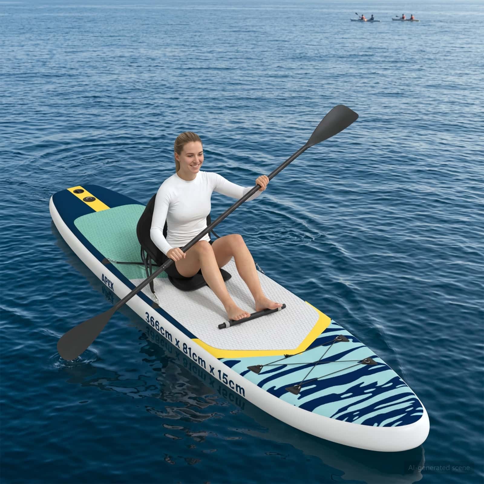 SUP-bräda med sits 2-i-1 APEX 366 x 81 x 15 cm Blå för