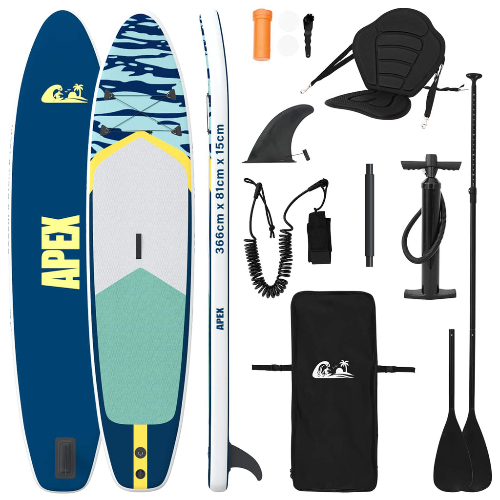 SUP-bräda med sits 2-i-1 APEX 366 x 81 x 15 cm Blå för