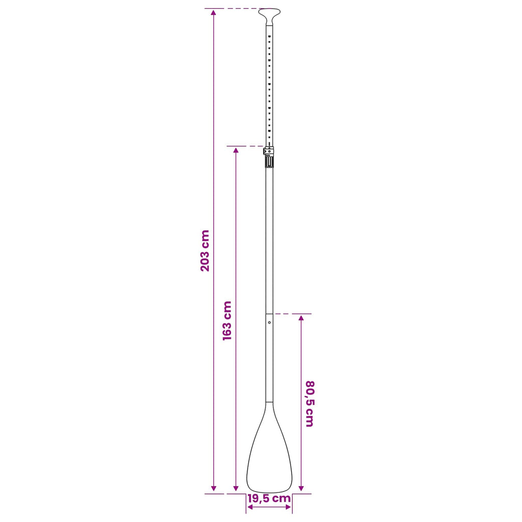 2 i 1 kajak och SUP-paddel 203 x 19,5 cm Svart