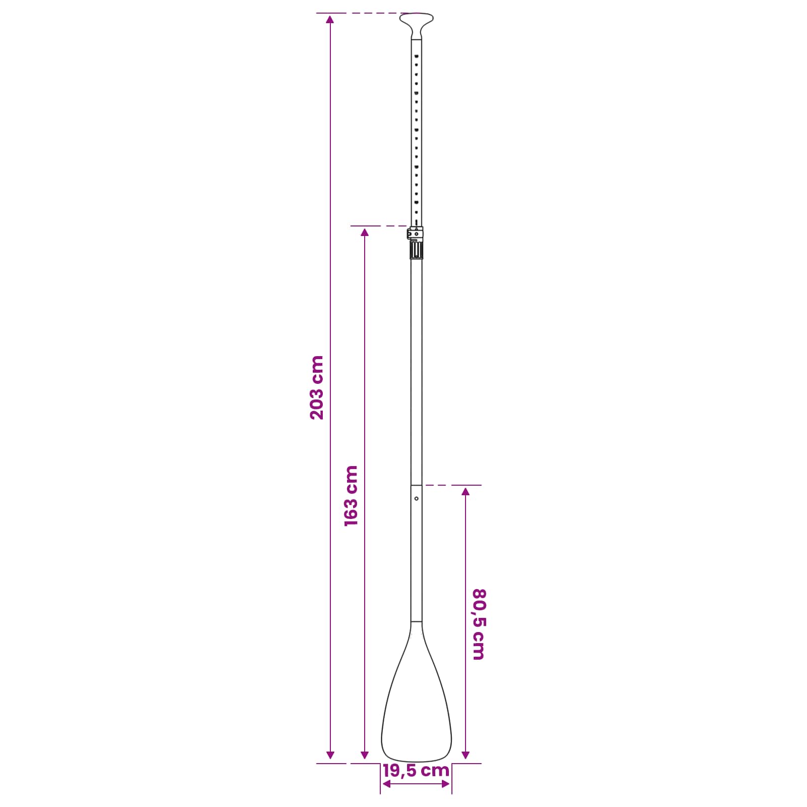 2 i 1 kajak och SUP-paddel 203 x 19,5 cm Svart
