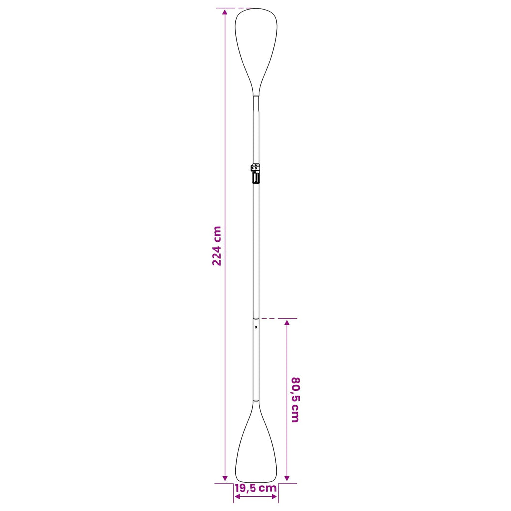 2 i 1 kajak och SUP-paddel 203 x 19,5 cm Svart