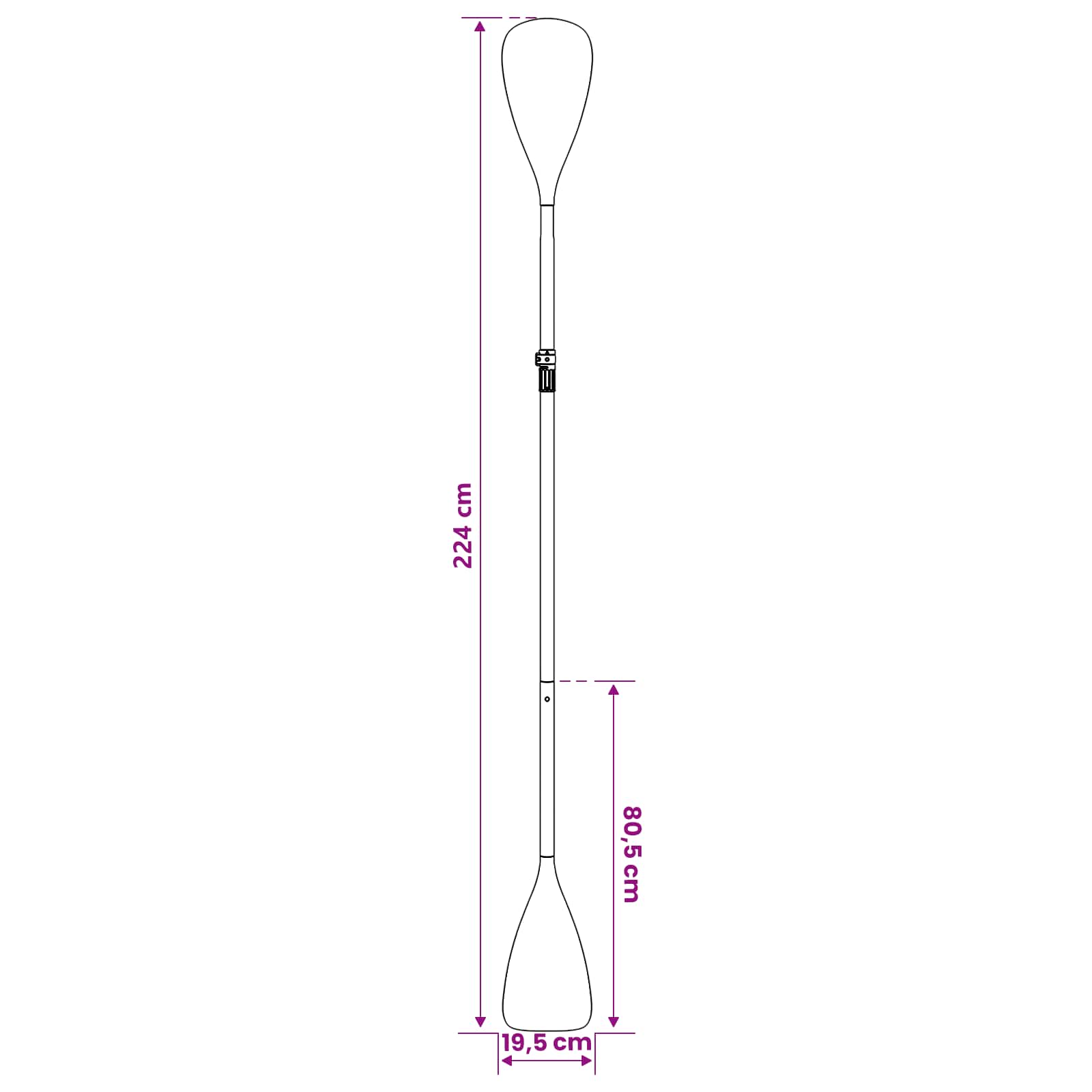 2 i 1 kajak och SUP-paddel 203 x 19,5 cm Svart