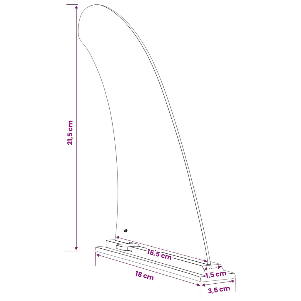 SUP-fin 3,5 x 18 x 21,5 cm Nylon Svart