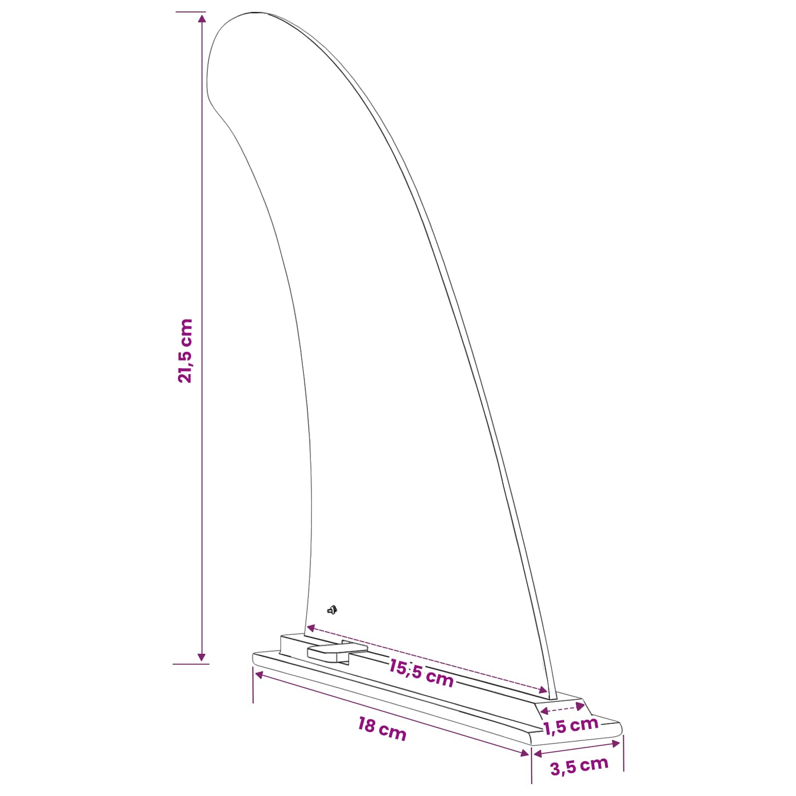 SUP-fin 3,5 x 18 x 21,5 cm Nylon Svart