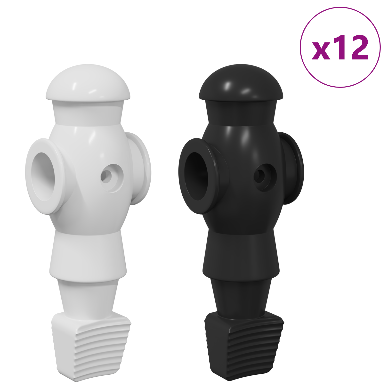 Fotbollstabellspelare 24 pcs Svart och Vitt 3,6 x 3,1 x 10,8 cm
